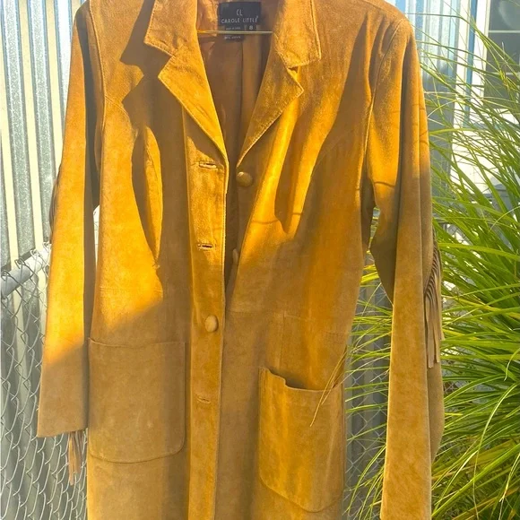 CAROLE LITTLE 💯 SUEDE LEATHER FRINGE COAT - Picture 7 of 7